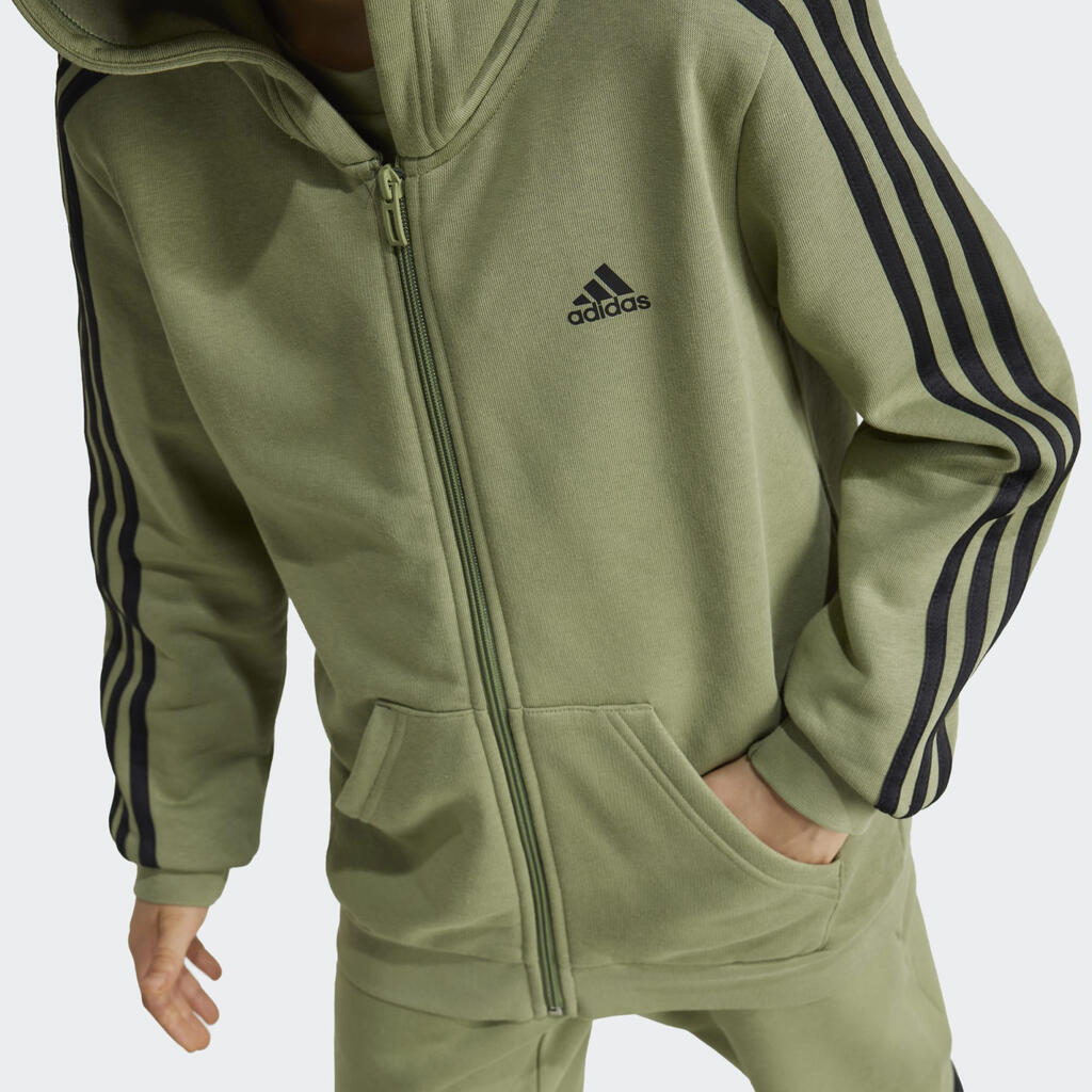 ADIDAS Kapuzenjacke Kinder 3 Streifen - grün 